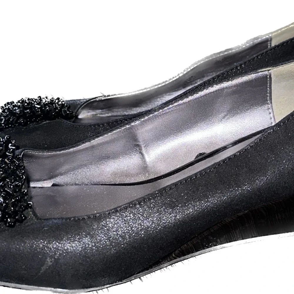 London Fog Black Embellished Demi Wedges